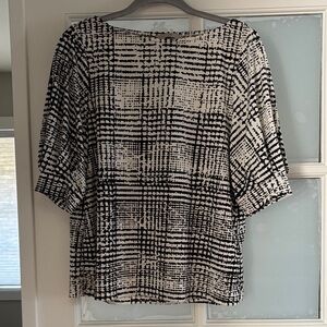 H&M Black and White Patterned Blouse